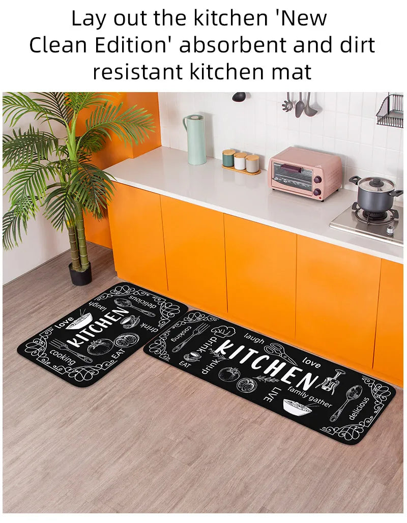 VIKAMA Kitchen Floor Mat UK Absorbent Non-Slip Waterproof Rug