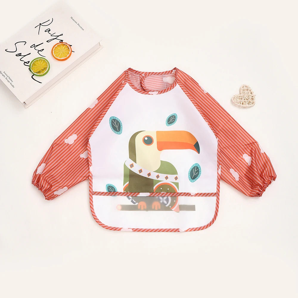 Baby Waterproof Long Sleeve Bib Smock Apron for Toddlers