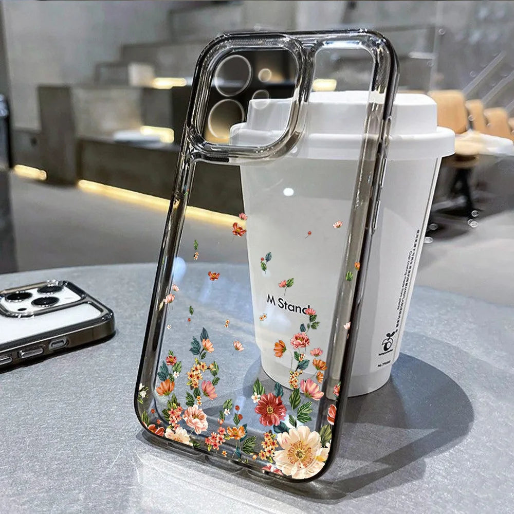 Flower Phone Case For iPhone 16 13 15 11 12 14 17 Pro Max Air 16E XS XR 7 8 SE Shockproof