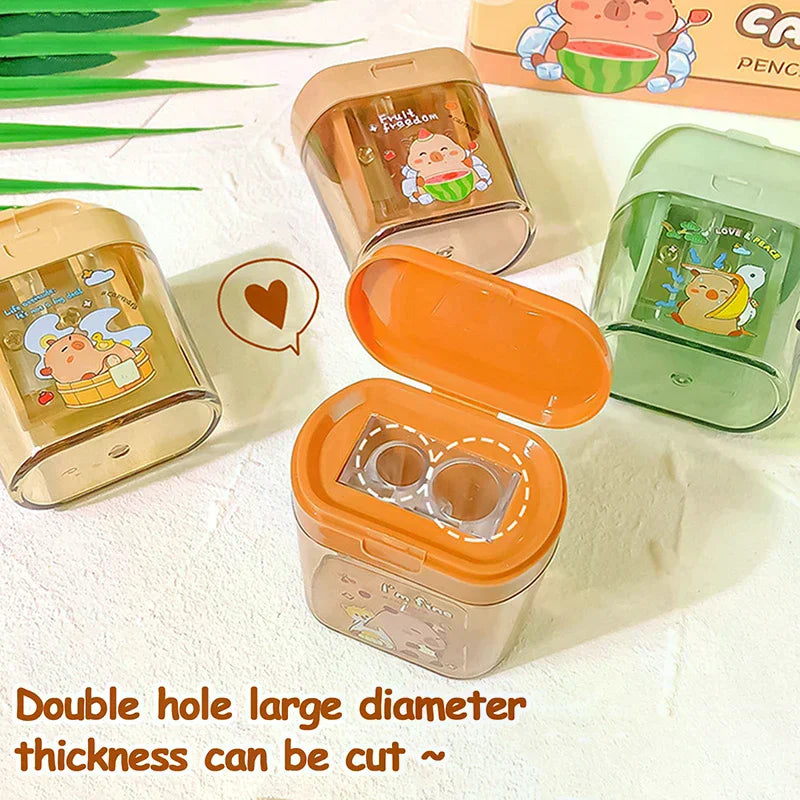 Cute Capybara Double Hole Pencil Sharpener Mini Gift