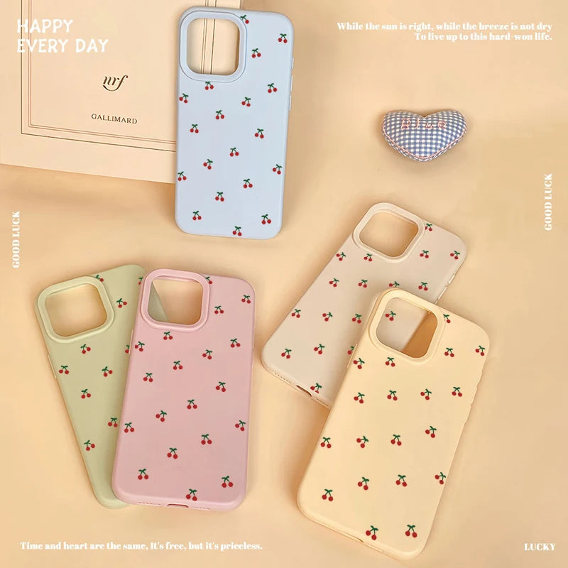 Cute Cherry Cartoon Case for iPhone 11 12 13 14 15 16 17 Pro Max