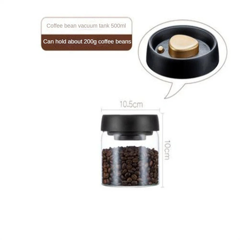 Vacuum Glass Coffee Storage Jar Airtight Coffee Bean & Tea Canister