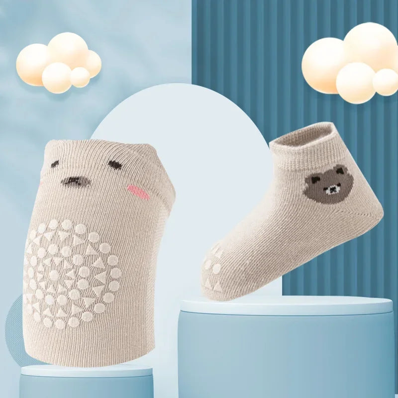Baby Knee Pads Socks Set Anti-Slip Crawling Knee Protector