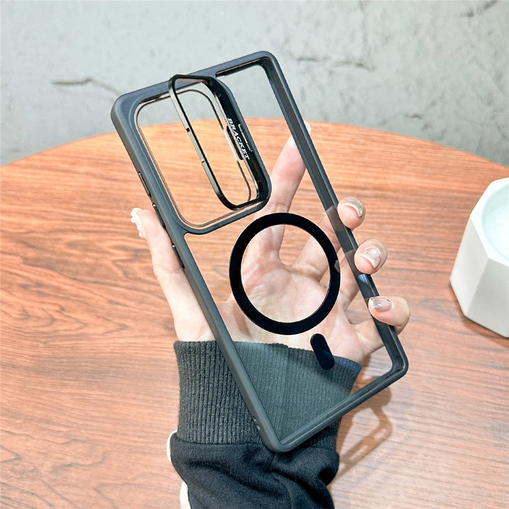MagSafe Fold Lens Stand Case for Samsung Galaxy S22 S23 S24 S25 S26