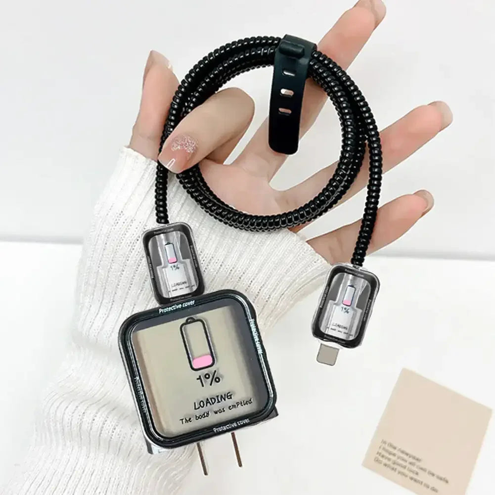 Fast Charger Protector Case & USB Cable Wrap for iPhone 15/14/13