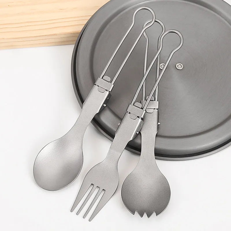 Titanium Foldable Spoon Fork Ultralight Camping & Hiking Spork Tool