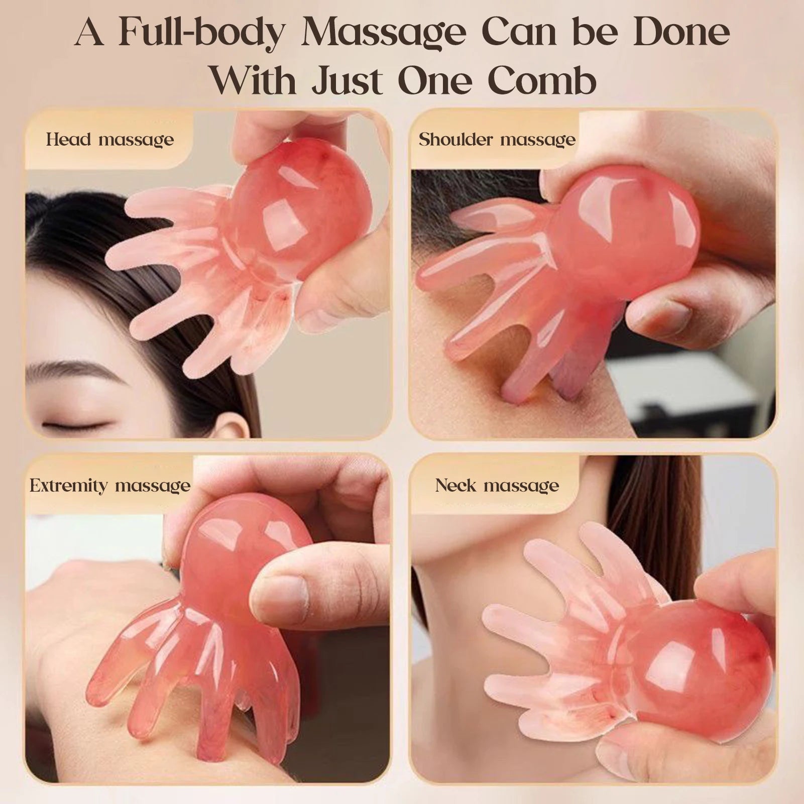 Octopus Head Massager Comb UK Acupressure & Gua Sha Tool