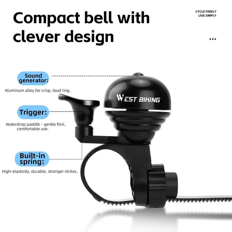 WEST BIKING Vintage Bicycle Bell Clear Sound MTB Road Bike Horn