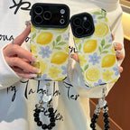 Yellow Lemon Floral Print Phone Case for IPhone 17 16 15 14 13 Pro Max