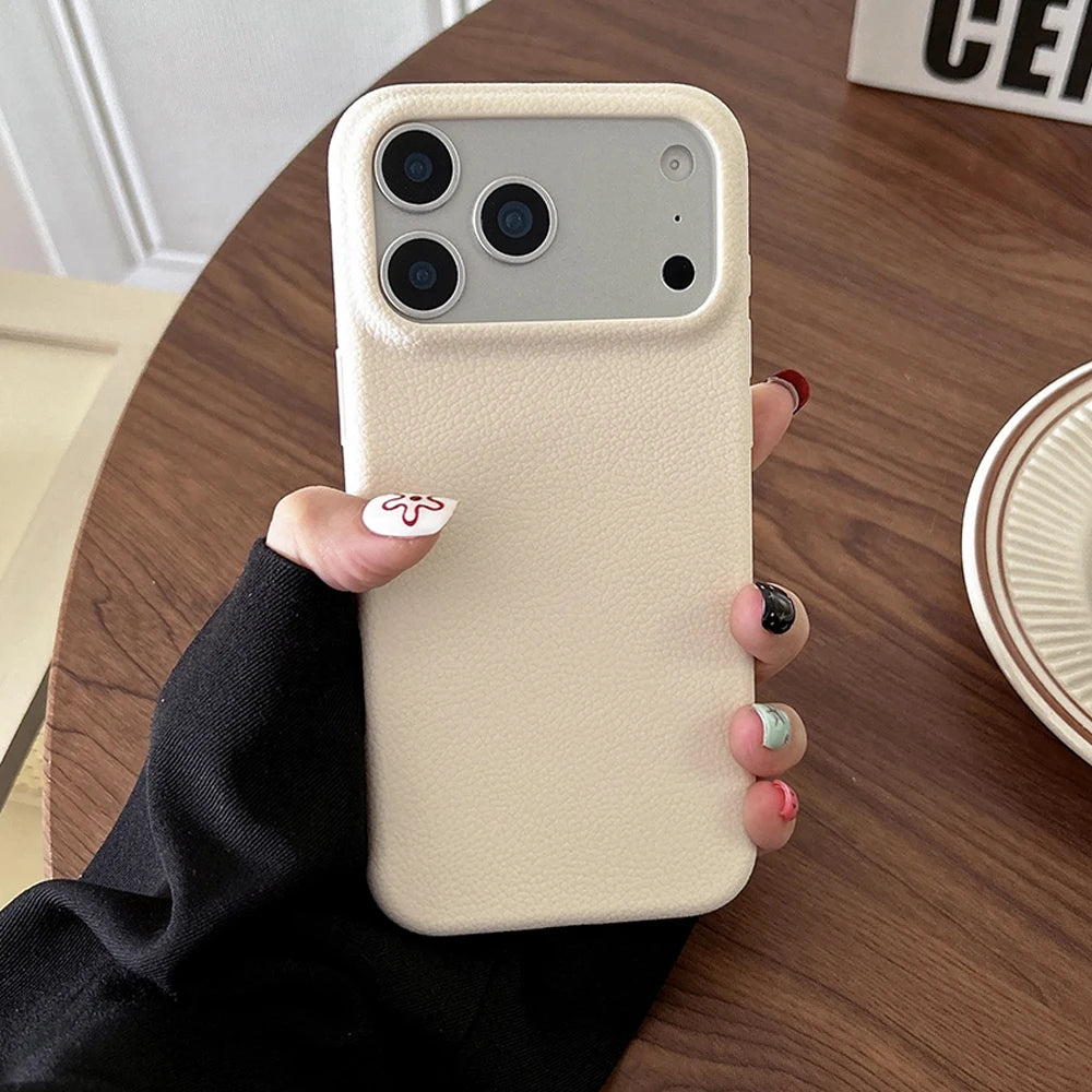 Luxury Leather Texture Case for iPhone 17 16 15 14 13 12 11 Pro Max