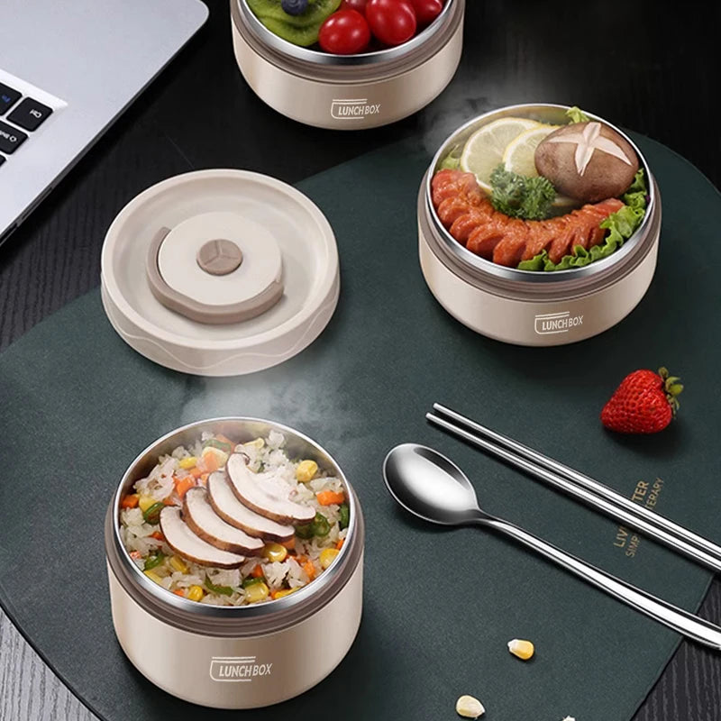 304 Stainless Steel Insulated Lunch Box Double Layer Sealed Food Container with Bag