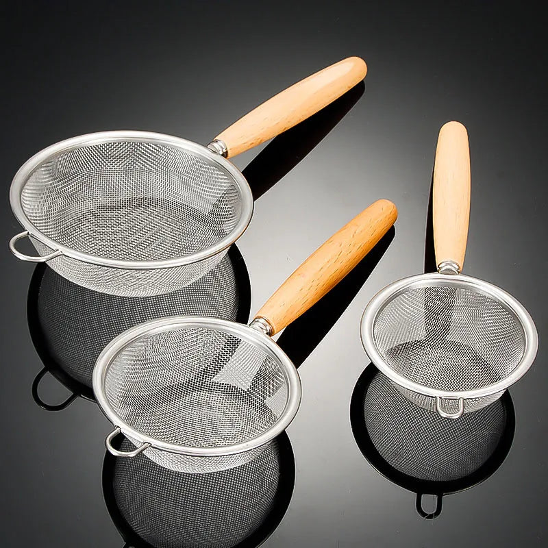 Mesh Strainer with Wooden Handle Fine Sieve Main image