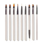 9Pcs UV Gel Acrylic Nail Brush Set 3D Carving Manicure Tools