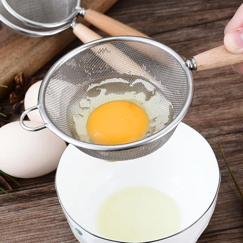 Mesh Strainer with Wooden Handle Fine Sieve