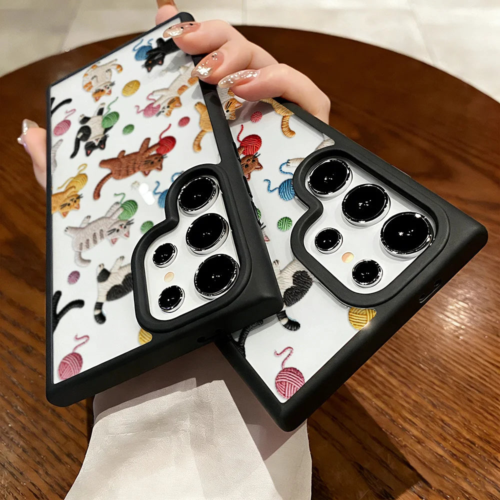 Cute Cat Wrist Strap Case For Samsung A26 A36 A56 S24 S25 S26 Ultra