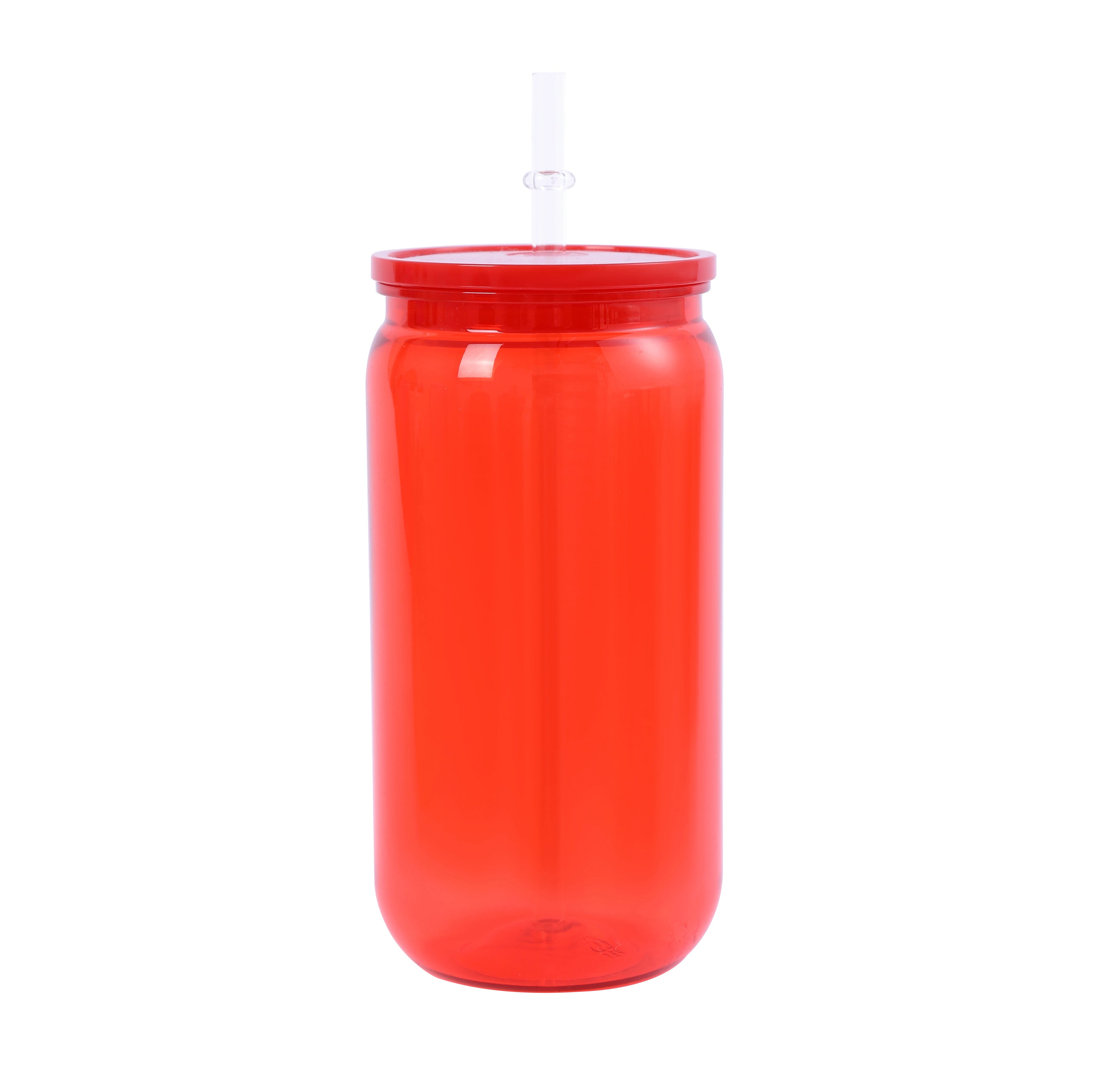 16oz Colorful Plastic Cup with Straw Reusable Drink Tumbler