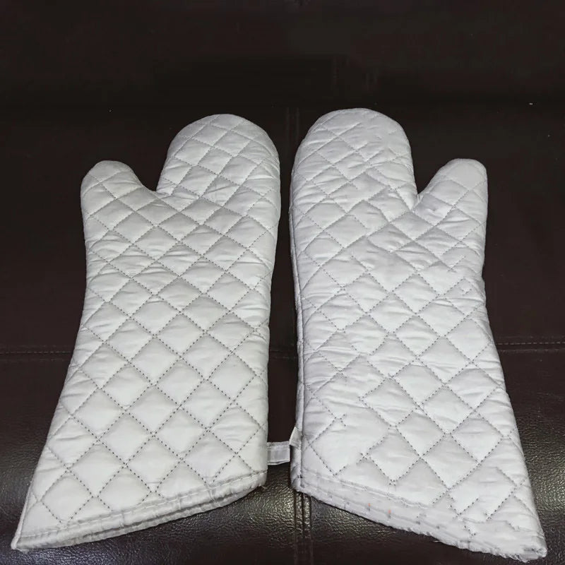 Long Heat Resistant Oven Mitts – Silver Anti-Scald Kitchen Gloves (1 Pair)