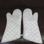 Long Heat Resistant Oven Mitts – Silver Anti-Scald Kitchen Gloves (1 Pair)