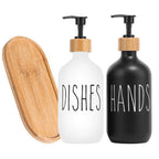 Black Dish Soap Dispenser Set Refillable Kitchen Sink Soap & Detergent Bottles