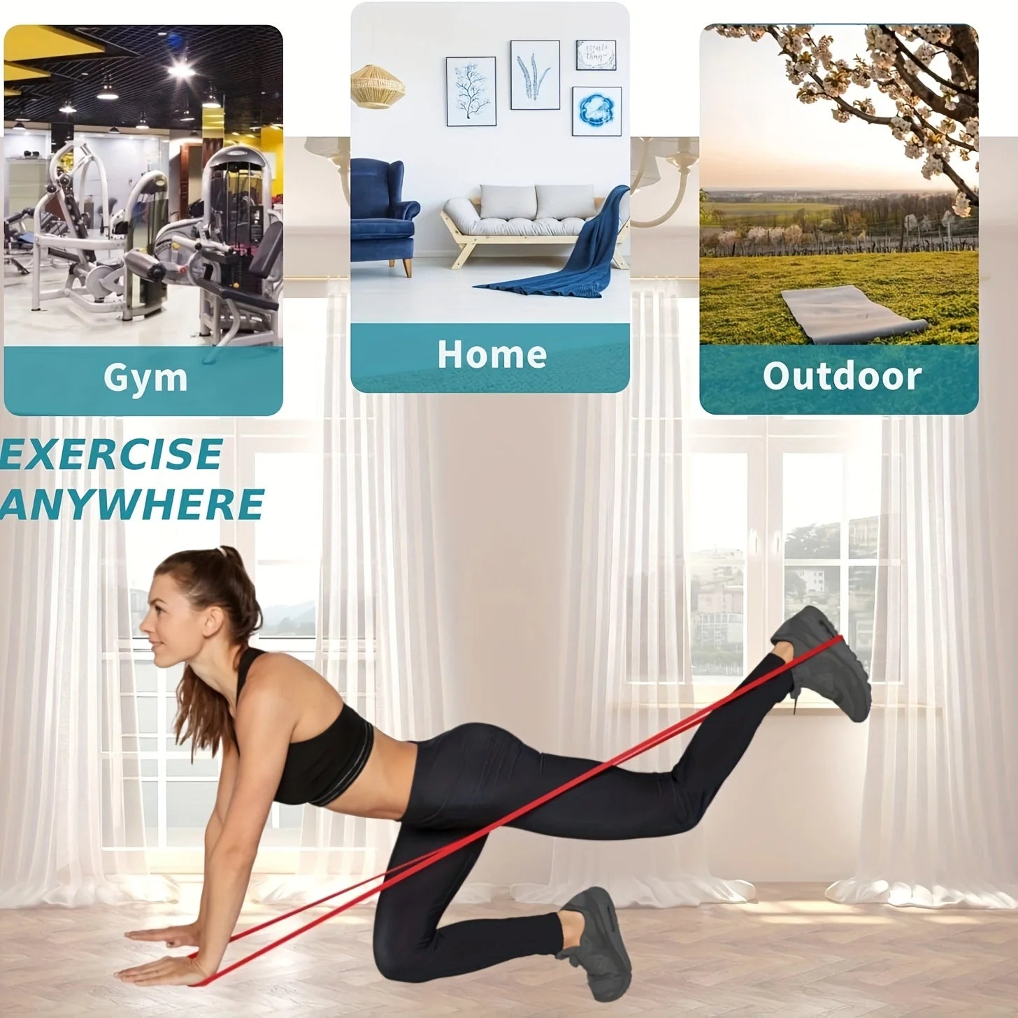 Stackable Heavy Tension TPE Resistance Bands Anti-Snap Home Gym Yoga