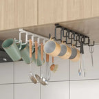 Under Shelf Mug Cup Hanger Double Row Kitchen Cabinet Hook Rack