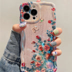 Retro Oil Painting Flower Case for iPhone 16 15 14 13 12 11 Pro Max