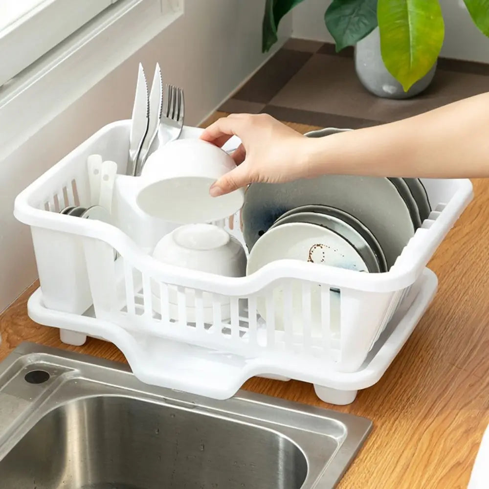 Kitchen Dish Drying Rack Countertop Utensil & Dinnerware Organizer
