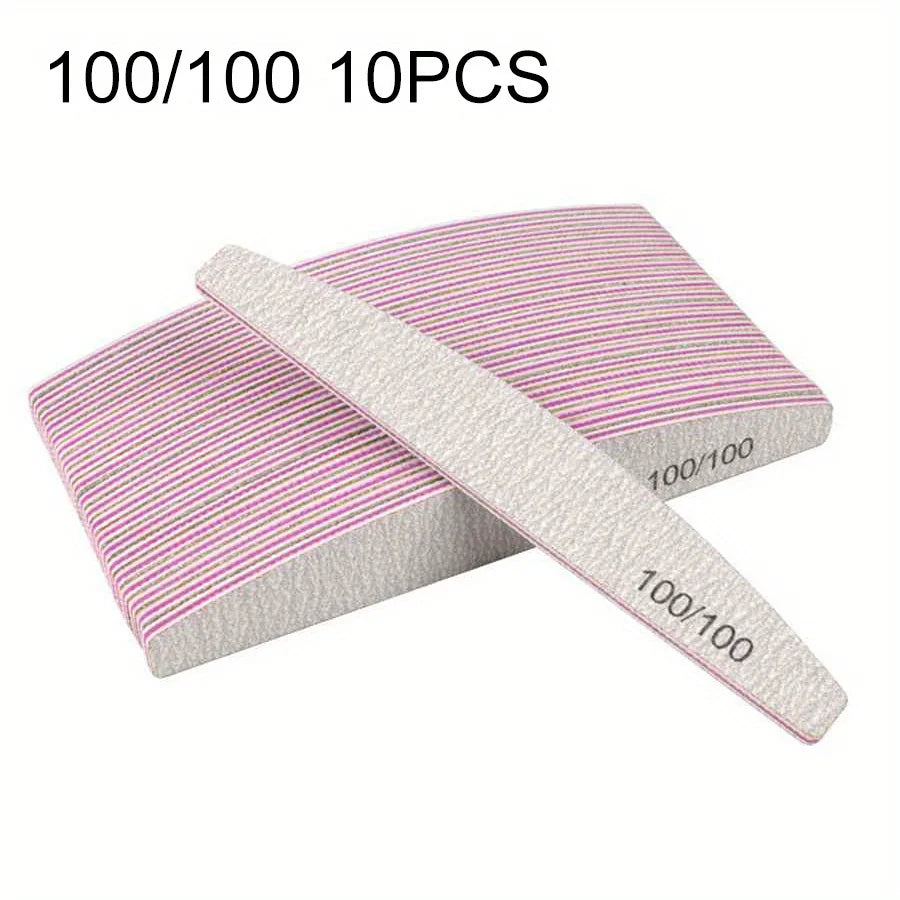 Professional Nail File Set 80-240 Grit Half Moon Nail Buffer