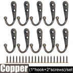 Alloy Wall Hooks with Screws Coat, Towel & Bag Hanging Hooks