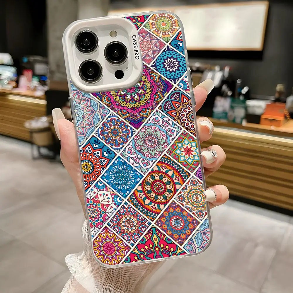 Iridescent Mandala TPU Case for iPhone 17 16 15 14 13 12 Pro Max Cover