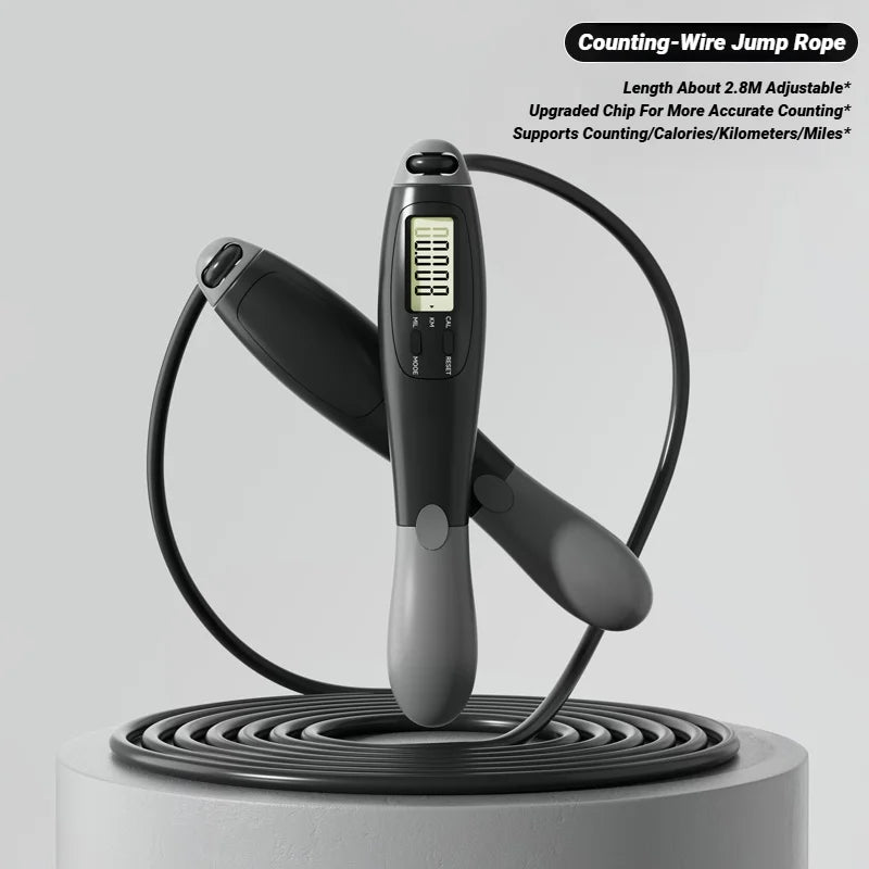 Steel Counting Jump Rope Adjustable Skipping Fitness Gym Training