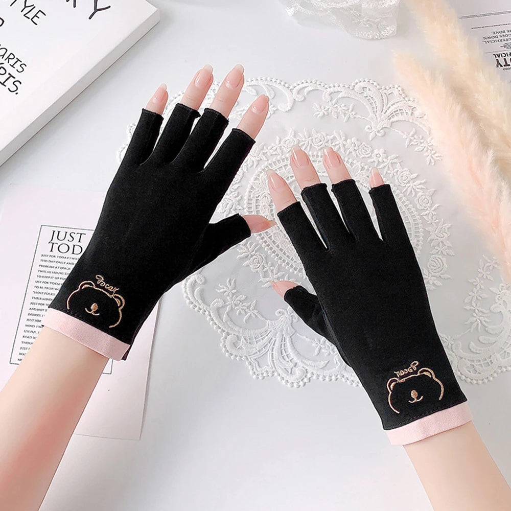 Anti UV Nail Gloves Fingerless UV Protection Gloves for Nail Art