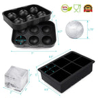6 Grid Ice Cube Tray Large Round & Square Ice Mold for Whiskey & Cocktails