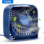 TOPK Mini USB Desk Fan 3 Speed 360° Rotatable Quiet Fan
