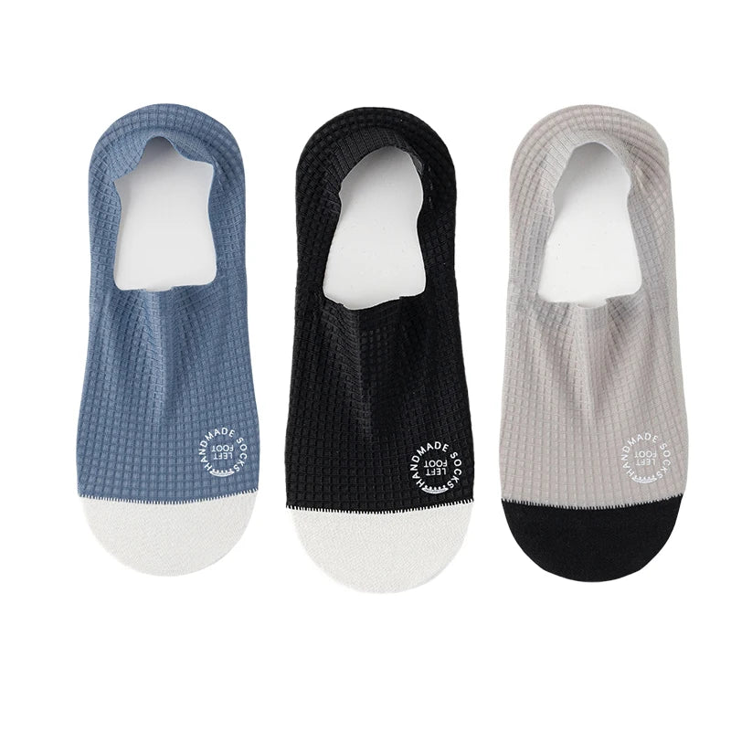 Men Invisible Socks 3Pairs Breathable No Show Mesh Casual