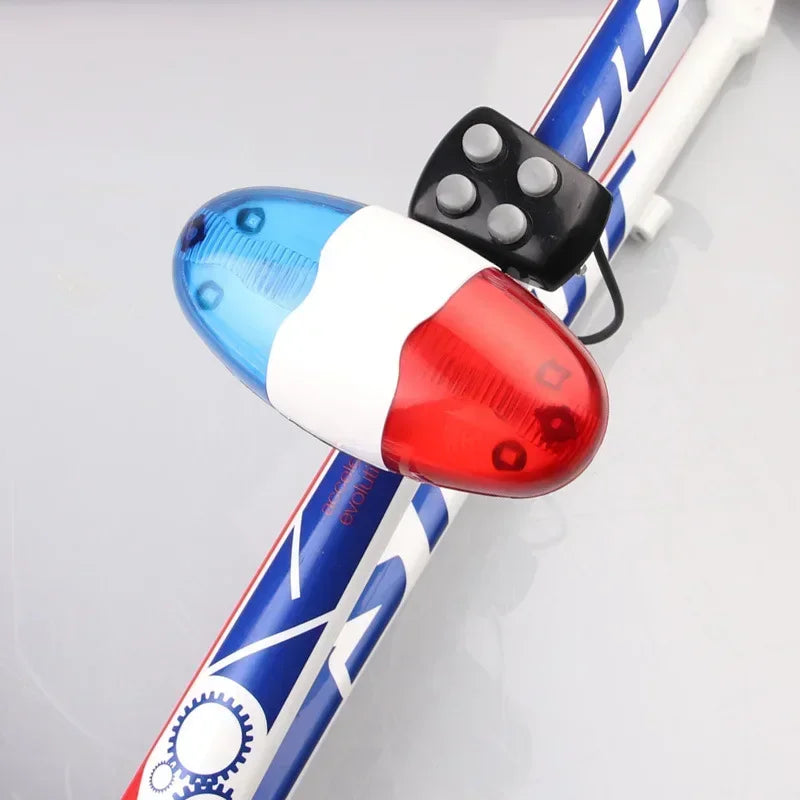 Bicycle Police Siren Horn 6 LED Strobe Light Bike Safety Bell