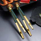 Gold Stainless Steel Food Tongs – Non-Slip BBQ, Salad & Bread Serving Tongs