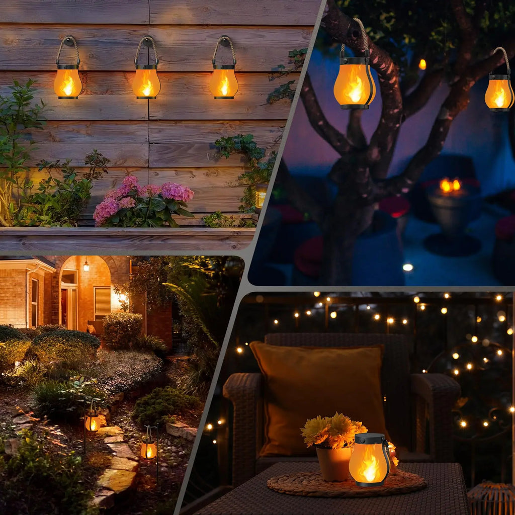 Solar Flame Rope Lantern Waterproof Hanging Lamp