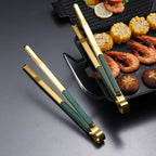 Gold Stainless Steel Food Tongs – Non-Slip BBQ, Salad & Bread Serving Tongs