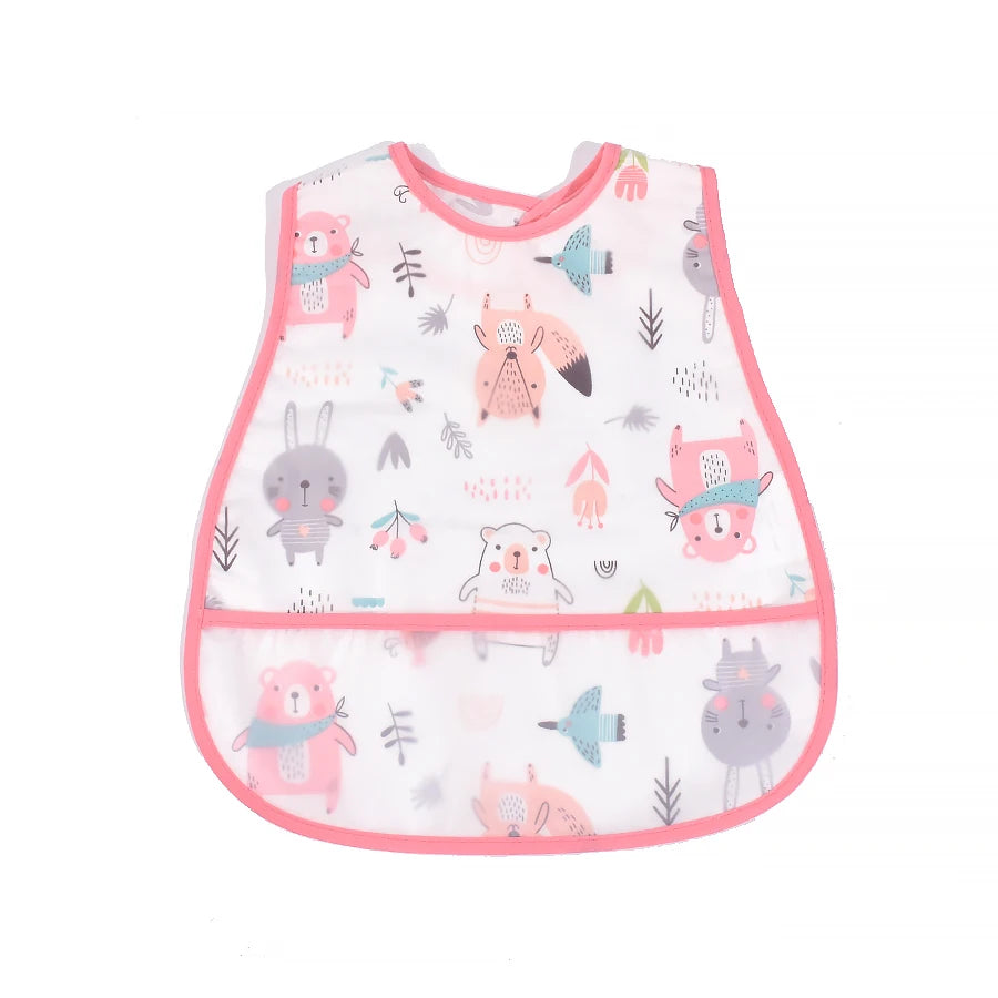 Cartoon EVA Waterproof Baby Bib with Pocket Feeding Apron
