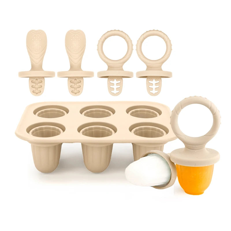 Baby Teething Popsicle Mold 4/6 Cavity – DIY Milk Ice Cream Stick Tray