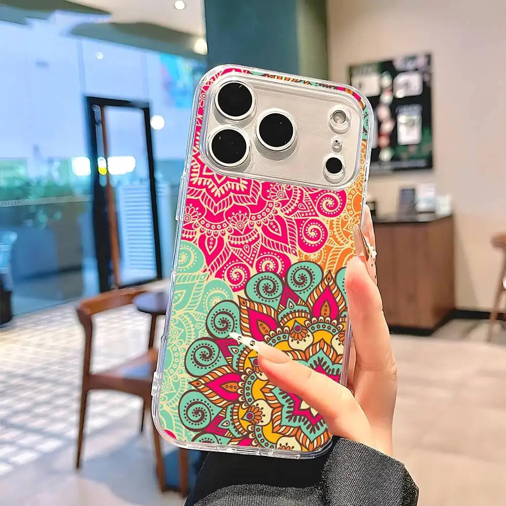Indian Mandala Silicone Soft Case for iPhone 17 16 15 14 Pro Max Cover