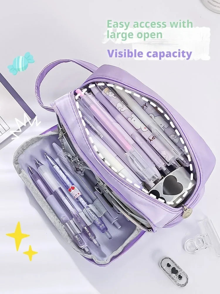 Large Capacity Pencil Case Macaron Color School Pen Bag