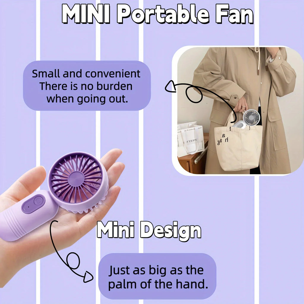 USB Rechargeable Mini Handheld Fan 3-Speed Portable Fan