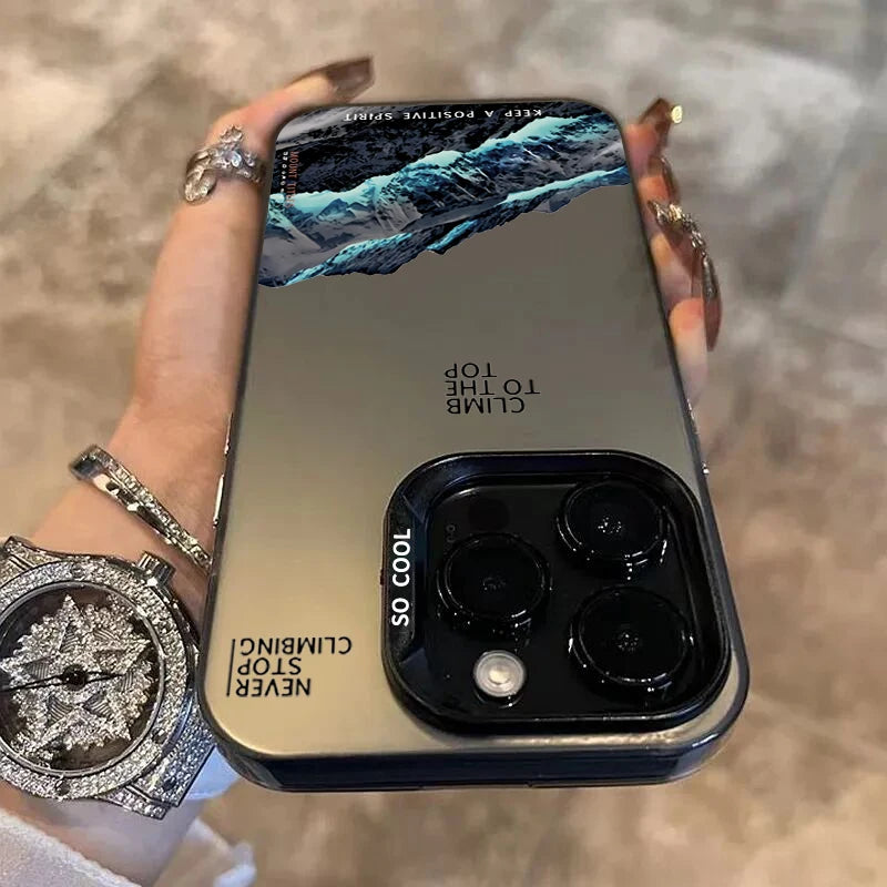 Snow Mountain Sunset Electroplate Case for iPhone 11 12 13 14 15 16 17