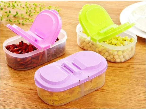 Double Compartment Food Storage Box Sealed Plastic Snack Lunch Container