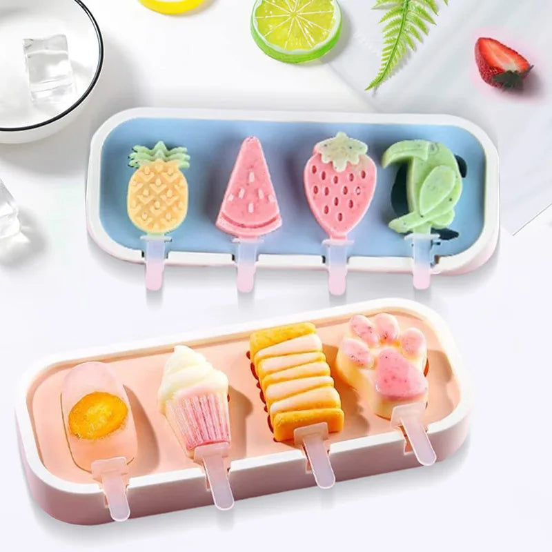 Kids Silicone Popsicle Molds – BPA Free Mini Ice Cream Maker Set