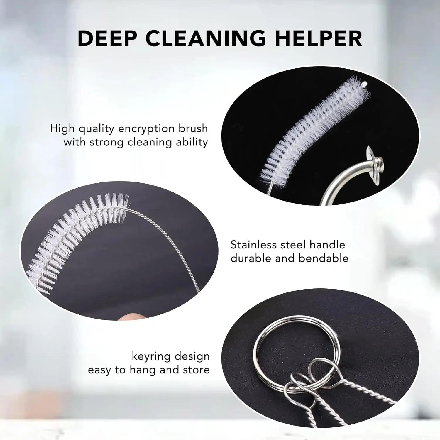 3PCS Bottle Cleaning Brush Set Nylon Tube Cleaner