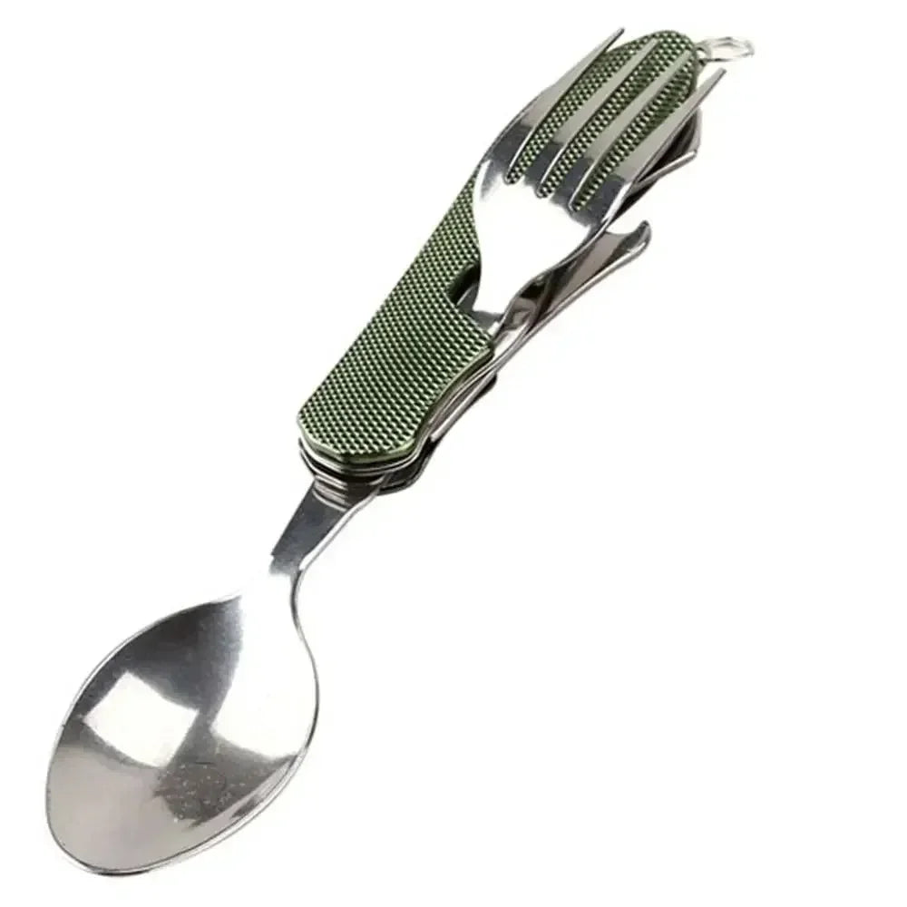 4-in-1 Foldable Camping Cutlery Set Portable Stainless Steel Utensil