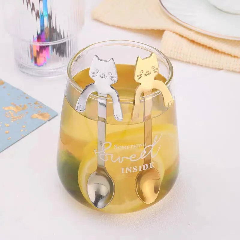 Cute Cat Shape Stainless Steel Coffee Spoon Mini Dessert Teaspoon Main image